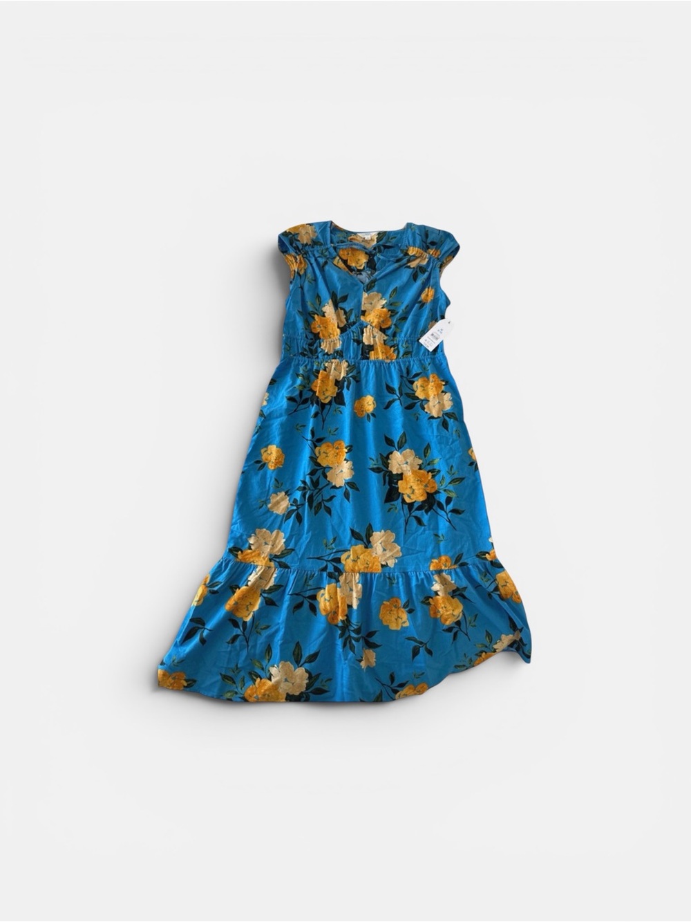 Time and Tru Blue Dress with Yellow Floral Print